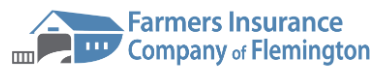 Logo for Farmers Insurance of Flemington. Shows name and picture of a barn.